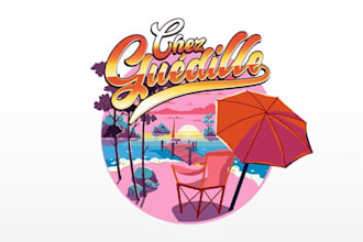 design beach surf shack cantine logo with 90s vibe