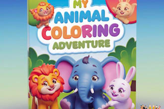 create a printable kids animal coloring book in PDF