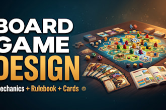 design your board game mechanics, card game systems and a rulebook layout