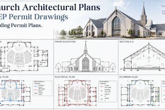 prepare church architectural plans and mep permit drawings building permit plans