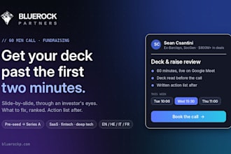 do a fundraising review as deck, investor outreach, financials