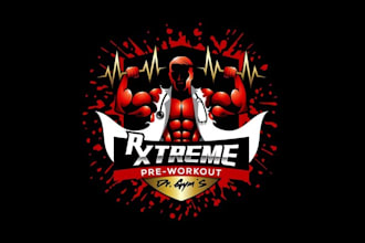 design pre workout gym fitness artwork logo