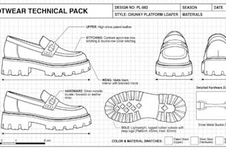 create fashion shoe tech pack sneakers tech pack footwear design leather shoes