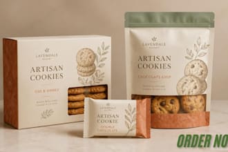 design food packaging, snack bags and product labels