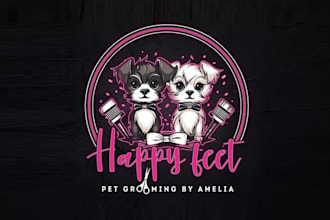 design vibrant animal dog grooming logo
