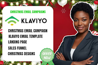 design klaviyo christmas email campaigns, sales funnels and landing pages