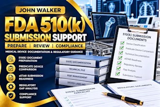 prepare and review fda 510k medical device submission and regulary affairs