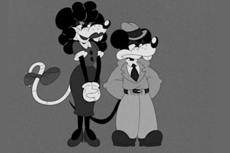 design 2d cartoon characters in retro rubber hose style for your cartoon video