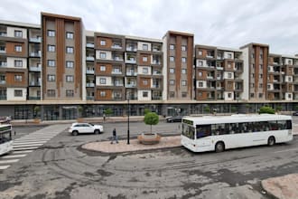cgi multi tenant housing, mixed use apartment complex,outdoor parking lot render