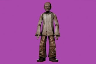 create psx lowpoly character, retro horror,npc game style,ps1 civilian monster