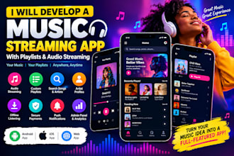 develop a music streaming app with playlists and audio streaming