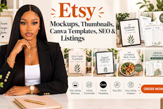 create etsy mockups etsy listing thumbnails canva templates seo and listings