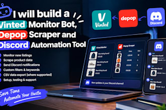build vinted monitor bot and depop scraper discord automation tool
