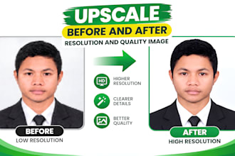 upscale low resolution images, enhance photo quality and fix blur