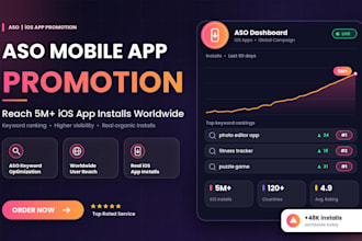 do aso mobile app promotion, reach 5m ios app install world wide, app promotion