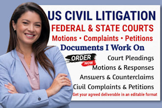 draft US civil litigation motions, complaints and petitions