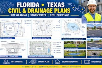 civil grading structural drawings drainage stormwater plans florida texas permit