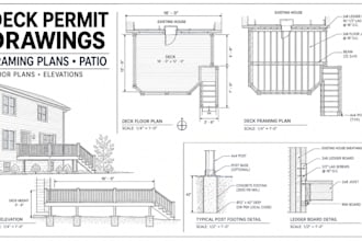 create deck permit drawings, framing plans and patio permit plans