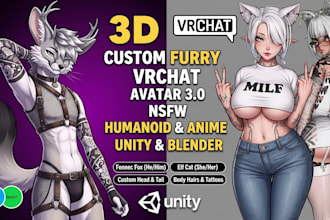custom vrchat commission, furry avatar, vrc avatar, vrchat nsfw model vtuber