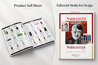 design premium media kits rate cards, one pagers product sell sheets in 14 hours