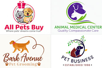 design a custom pet logo, dog, cat, and animal branding pet stores for your