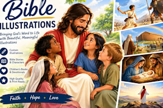 illustrate bible stories, christian children books and storybook, biblical art