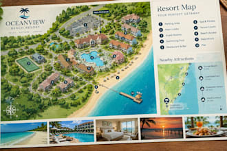 create custom illustrated resort maps, hotel maps and tourist maps