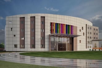 renovate modern school facade design,university campuses rendering,vray exterior