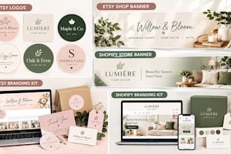 design your etsy shop banner etsy logo ecommerce shopify banner or branding kit