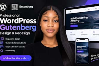 a gutenberg wordpress website  with spectra and kadence blocks