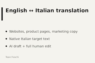 translate your website and product pages from english to italian