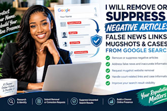 help remove or suppress negative articles, mughsots, links from google search