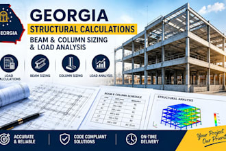 provide georgia structural calculations, load analysis, beam and column sizing