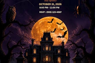 design custom halloween posters, invitations, and social