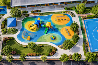 design 3d commercial playground, school playground and outdoor facility