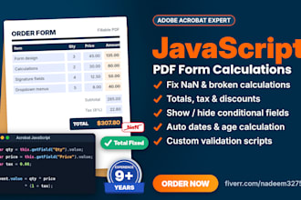 fix or add javascript calculations to PDF forms