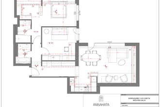 create a 2d floor plan with an optimized furniture layout