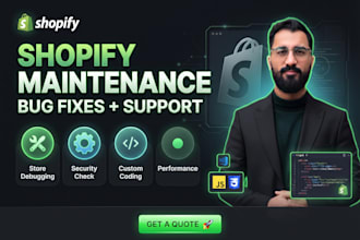provide shopify monthly maintenance and bug fixes