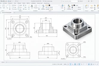 create autocad 2d shop drawings for cnc machining aluminium parts with dxf files