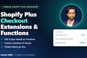 build shopify plus checkout extensions and shopify functions