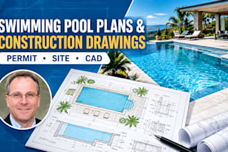 design swimming pool plan, pool permit and construction drawings