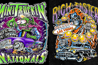 design custom racing, automotive, drag racing, or hot rod t shirt design