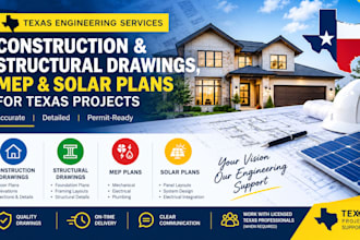 construction and structural drawings, mep and solar plans as texas engineer
