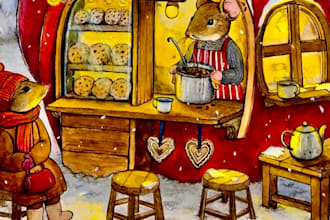 create festive christmas 2d illustrations, holiday cards, and character art