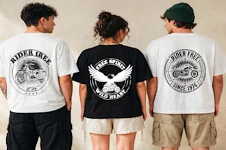 create vintage biker t shirt design handmade no ai used