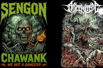 design custom dark art, horror, or weird streetwear t shirt design