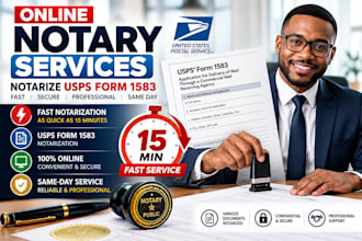 perform online notary services, notarize usps form 1583 same day delivery