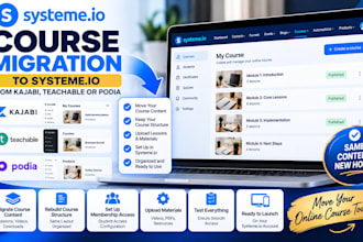 migrate kajabi, teachable or podia courses to systeme io