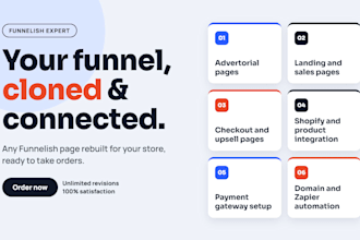 clone funnelish advertorial pages, sales funnels and checkout pages