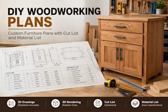 create custom DIY woodworking plans for furniture with cut list and material